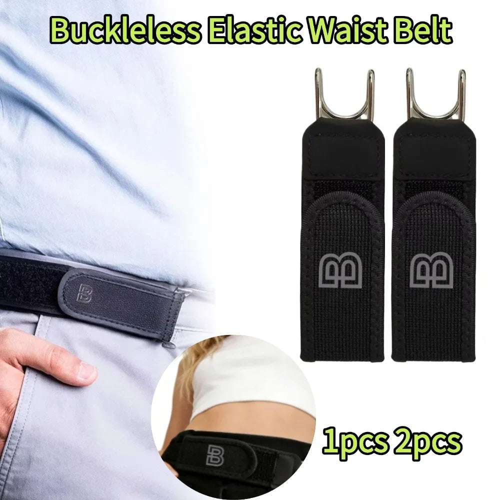 Buckleless Elastic Waist Belt for Women Men Invisible No Buckle Adjustable Stretch Waist Belts With Hook for Jeans Casual Wear